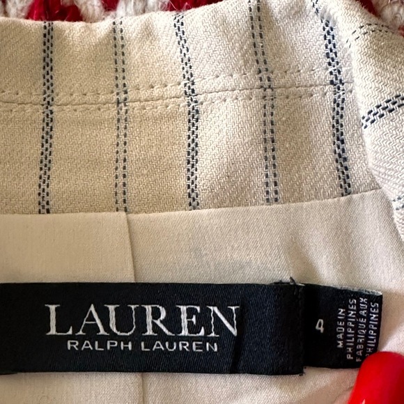 Lauren Ralph Lauren Cream Linen Pinstripe Blazer Jacket Womens Size 4 - Picture 6 of 14
